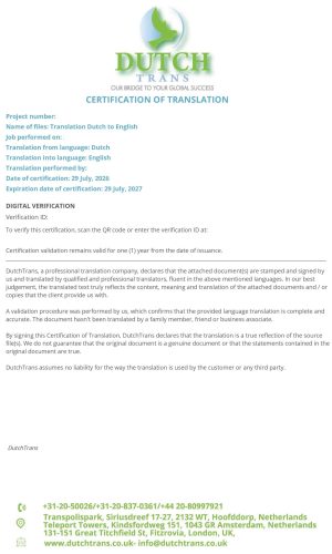 D-262173 Certified Final Translation Example Certified Translation DutchTrans
